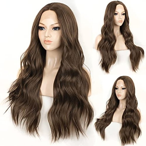 Long Wavy Brown Lace Front Wigs for Women DragQueen Wigs - Picture 4 of 6